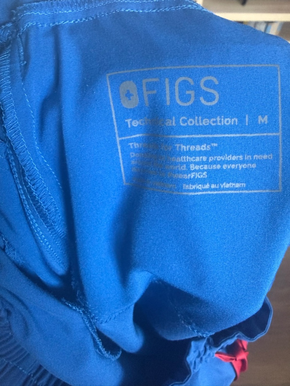 Figs Royal Blue Joggers with Red Drawstring - Picture 3 of 3